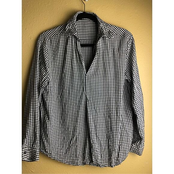 MNG Casual Mango black and white check top size 4 - Picture 2 of 11